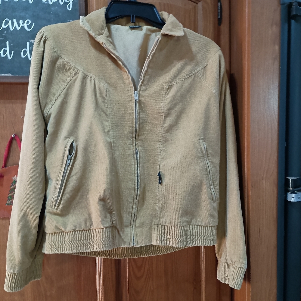 Carreau Vintage Tan Micro Corduroy Jacket Pouf Shoulders Size 11/12